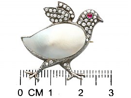 Antique Gold Bird Brooch with Diamonds Ruler