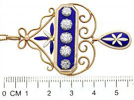 Diamond and Blue Enamel Pendant