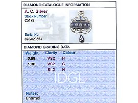 Diamond and Blue Enamel Pendant Grading Card