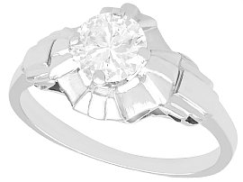 0.63 ct Diamond and 18 ct White Gold Solitaire Ring - Antique French Circa 1930