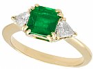 1.65ct Emerald and 0.80ct Diamond, 18ct Yellow Gold Trilogy Ring - Vintage French Circa 1980