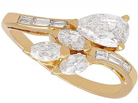 2.37ct Diamond and 18ct Yellow Gold French Crossover Ring - Vintage French Circa 1980