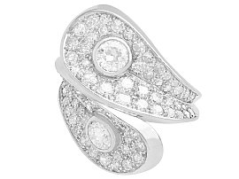 3.36 ct Diamond and Platinum Crossover Ring - Vintage French Circa 1950