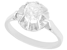 0.81ct Diamond and 18 ct White Gold Solitaire Ring - Antique French Circa 1920