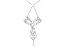 1.29ct Diamond and Pearl, Platinum Bow Pendant - Antique Circa 1900