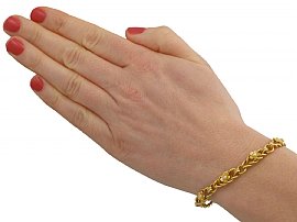 wearing French Pearl Bracelet in 20 Carat Gold 