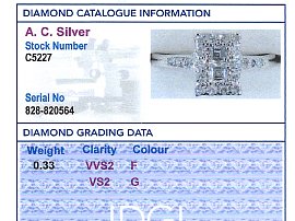 Rectangular Diamond Dress Ring Platinum Grading