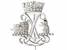 0.23ct Diamond and Sapphire, 9ct White Gold Argyll and Sutherland Highlanders Brooch - Vintage 1971