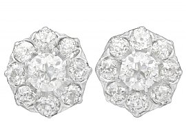 3.37 ct Diamond and 12 ct Yellow Gold Cluster Earrings - Antique Circa 1910