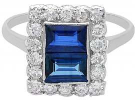 Oblong Cut Sapphire Ring in Platinum
