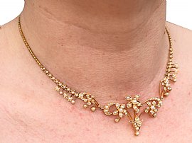 Antique Seed Pearl Gold Necklace