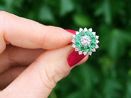 Large Emerald and Diamond Cocktail Ring 