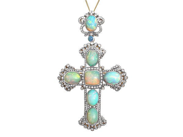 antique opal cross pendant
