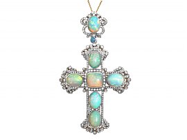 antique opal cross pendant