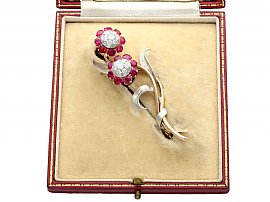 Antique Ruby Diamond Brooch Earrings