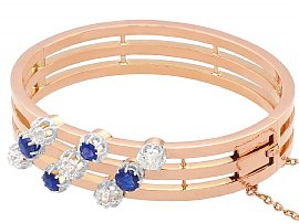 Blue Sapphire Bangle in Rose Gold