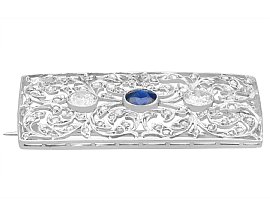 Rectangular Antique Sapphire and Diamond Brooch