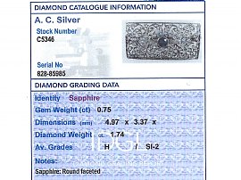 Antique Sapphire and Diamond Brooch grading card