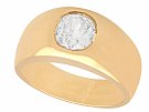 1.04 ct Diamond and 18 ct Yellow Gold Gent's Solitaire Ring - Vintage French Circa 1940