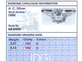G Colour Diamond Engagement Ring Grading Card