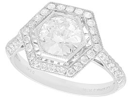 1.57ct Diamond and Platinum Engagement Ring - Art Deco Style - Antique and Contemporary