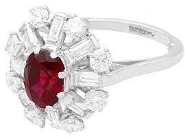 Thai Ruby and Diamond Cluster Ring 