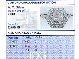 Hexagon Halo Diamond Engagement Ring Grading Card