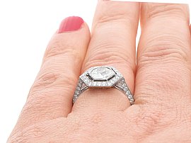 Platinum Engagement Ring on finger