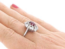 Thai ruby ring on finger