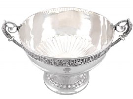 Large Sterling Silver Bowl Victorian Overhead 