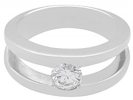 Solitaire Double Band Engagement Ring Silver