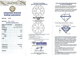 Old European Cut Diamond Platinum Ring Certificate
