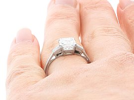 Diamond Dnd Platinum Solitaire Ring On Finger 