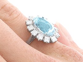 Wearing Aquamarine and Diamond Platinum Ring 