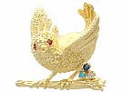 Ruby, Sapphire, Turquoise and Diamond, 18 ct Yellow Gold Bird Brooch - Vintage 1971