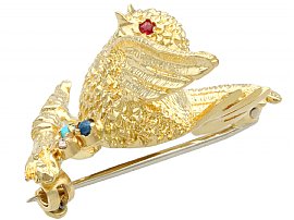 Vintage Bird Brooch with Gemstones