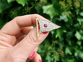 Ruby and Diamond Flag Brooch For sale