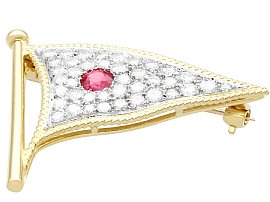 Ruby and Diamond Yellow Gold Flag Brooch