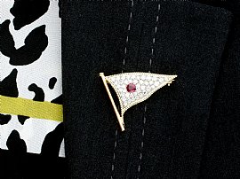 Wearing Ruby and Diamond Flag Brooch