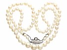 Single Strand Natural Pearl Necklace with 0.30ct Diamond Set Clasp - Antique Circa 1930