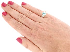 Wearing Aquamarine Ring with Baguette Diamonds