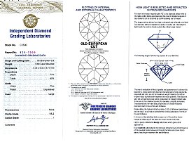 Old European Cut Diamond Engagement Ring Certificate