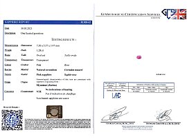 Antique Pink Sapphire Ring Certificate 
