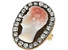 Carved Hardstone and 1.62 ct Diamond, 18 ct Yellow Gold Dress Ring - Antique Circa 1770