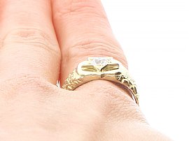 Antique 18ct Men's Diamond Ring on Finger
