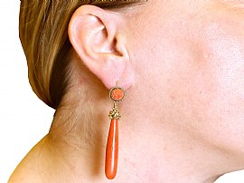 Antique Coral Drop Earrings
