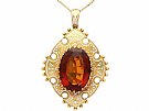 21.63ct Citrine, Enamel and 18ct Yellow Gold Pendant - Antique Victorian (1869)