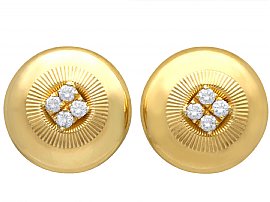 0.72 ct Diamond and 18 ct Yellow Gold  Earrings - Vintage French Circa 1960