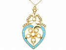 Seed Pearl, Enamel and 18ct Yellow Gold Pendant - Antique Circa 1890