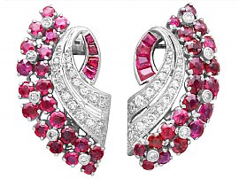 Vintage Ruby and Diamond Earrings